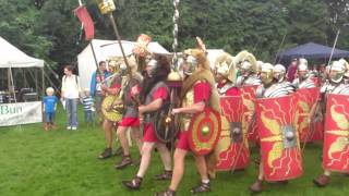 Roman Reenactment at the Amphitheatre in Caerleon Marching In [upl. by Eidod377]