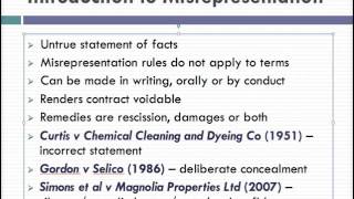 Misrepresentation Lecture 1 of 4 [upl. by Alegnaed543]